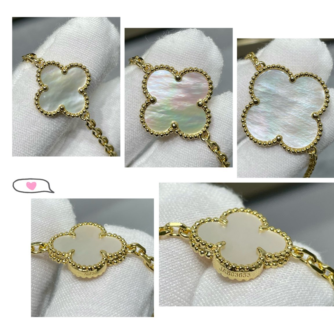 [Royal Jewellery]CLOVER 16 MOTIF WHITE MOP GOLD NECKLACE