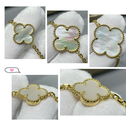 [Royal Jewellery]CLOVER 16 MOTIF WHITE MOP GOLD NECKLACE