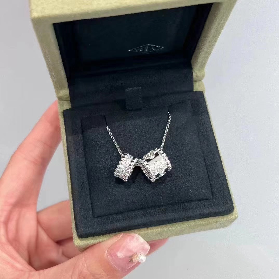 [Royal Jewellery]PERLEE DOUBLE PENDANT SILVER DIAMOND NECKLACE