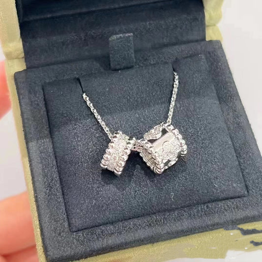 [Royal Jewellery]PERLEE DOUBLE PENDANT SILVER DIAMOND NECKLACE