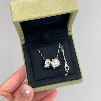 [Royal Jewellery]PERLEE DOUBLE PENDANT SILVER DIAMOND NECKLACE