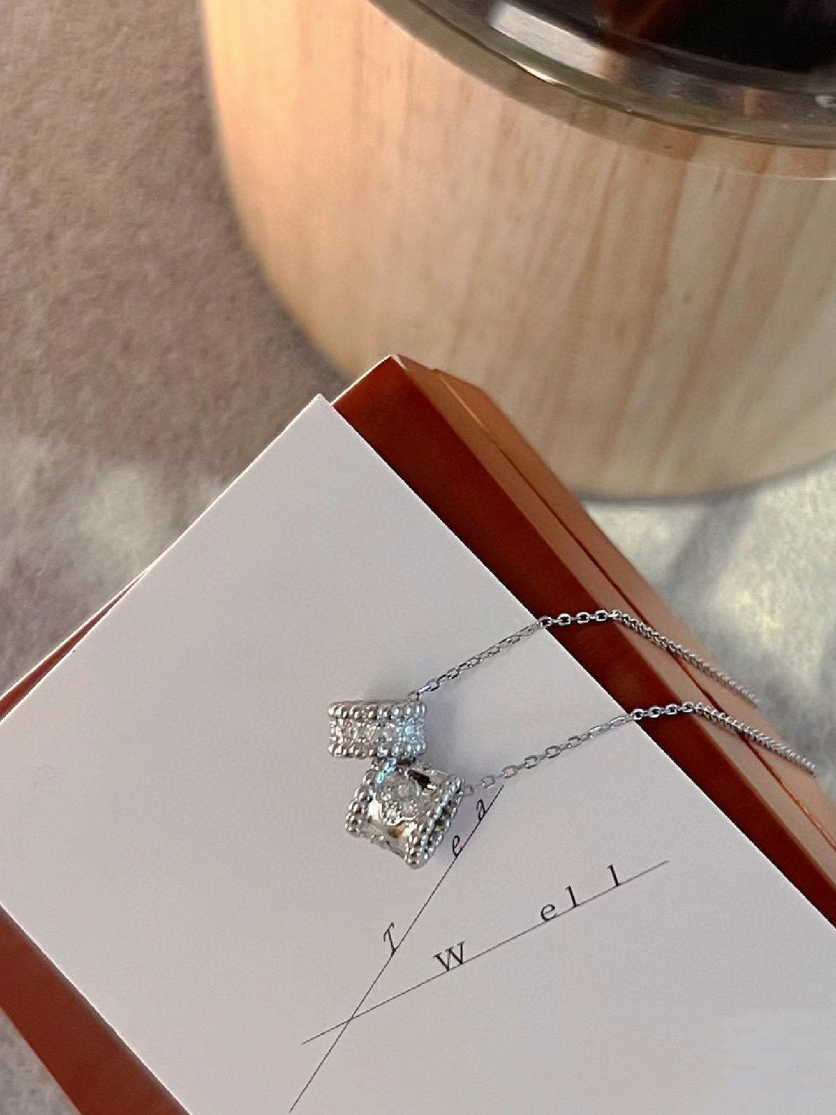 [Royal Jewellery]PERLEE DOUBLE PENDANT SILVER DIAMOND NECKLACE