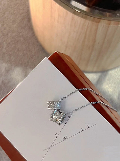 [Royal Jewellery]PERLEE DOUBLE PENDANT SILVER DIAMOND NECKLACE