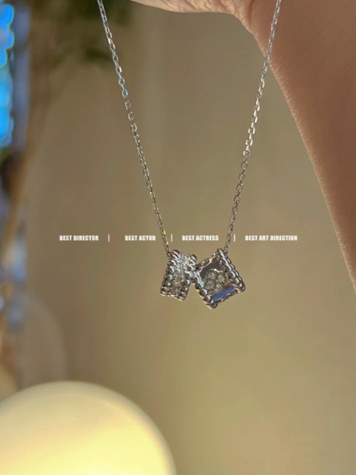 [Royal Jewellery]PERLEE DOUBLE PENDANT SILVER DIAMOND NECKLACE