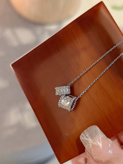 [Royal Jewellery]PERLEE DOUBLE PENDANT SILVER DIAMOND NECKLACE