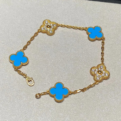 [Royal Jewellery] CLOVER 5 MOTIF BLUE AGATE BRACELET COLLECTION