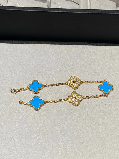 [Royal Jewellery] CLOVER 5 MOTIF BLUE AGATE BRACELET COLLECTION