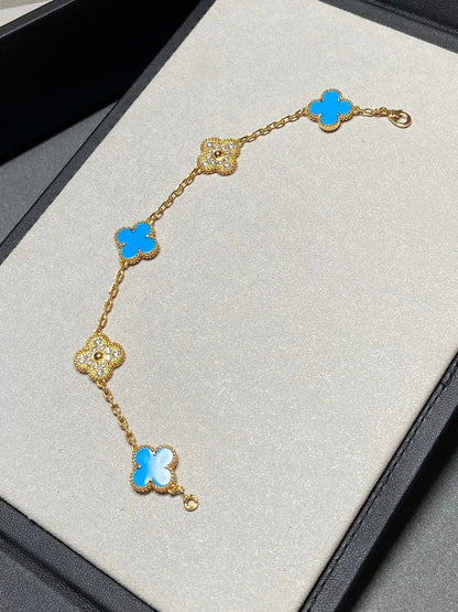 [Royal Jewellery] CLOVER 5 MOTIF BLUE AGATE BRACELET COLLECTION