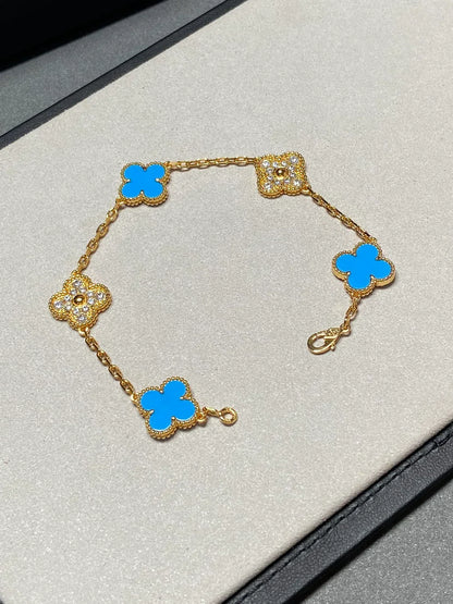 [Royal Jewellery] CLOVER 5 MOTIF BLUE AGATE BRACELET COLLECTION