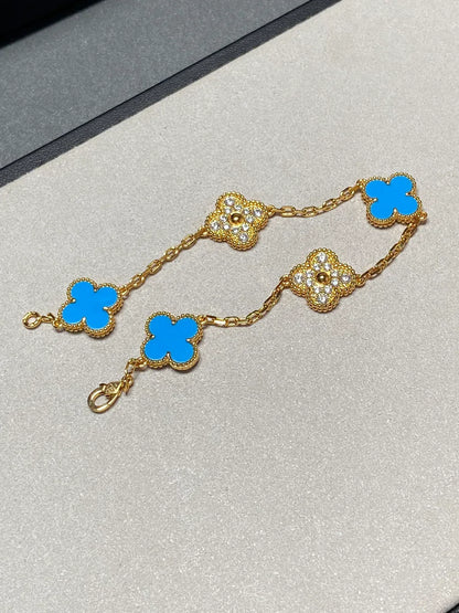 [Royal Jewellery] CLOVER 5 MOTIF BLUE AGATE BRACELET COLLECTION