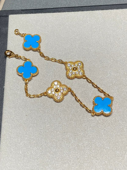 [Royal Jewellery] CLOVER 5 MOTIF BLUE AGATE BRACELET COLLECTION