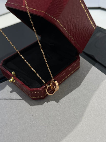 [Royal Jewellery]LOVE NECKLACE DOUBLE RING PINK GOLD
