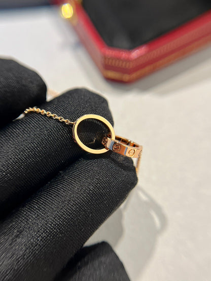 [Royal Jewellery]LOVE NECKLACE DOUBLE RING PINK GOLD