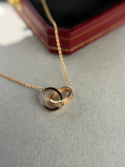 [Royal Jewellery]LOVE NECKLACE DOUBLE RING PINK GOLD