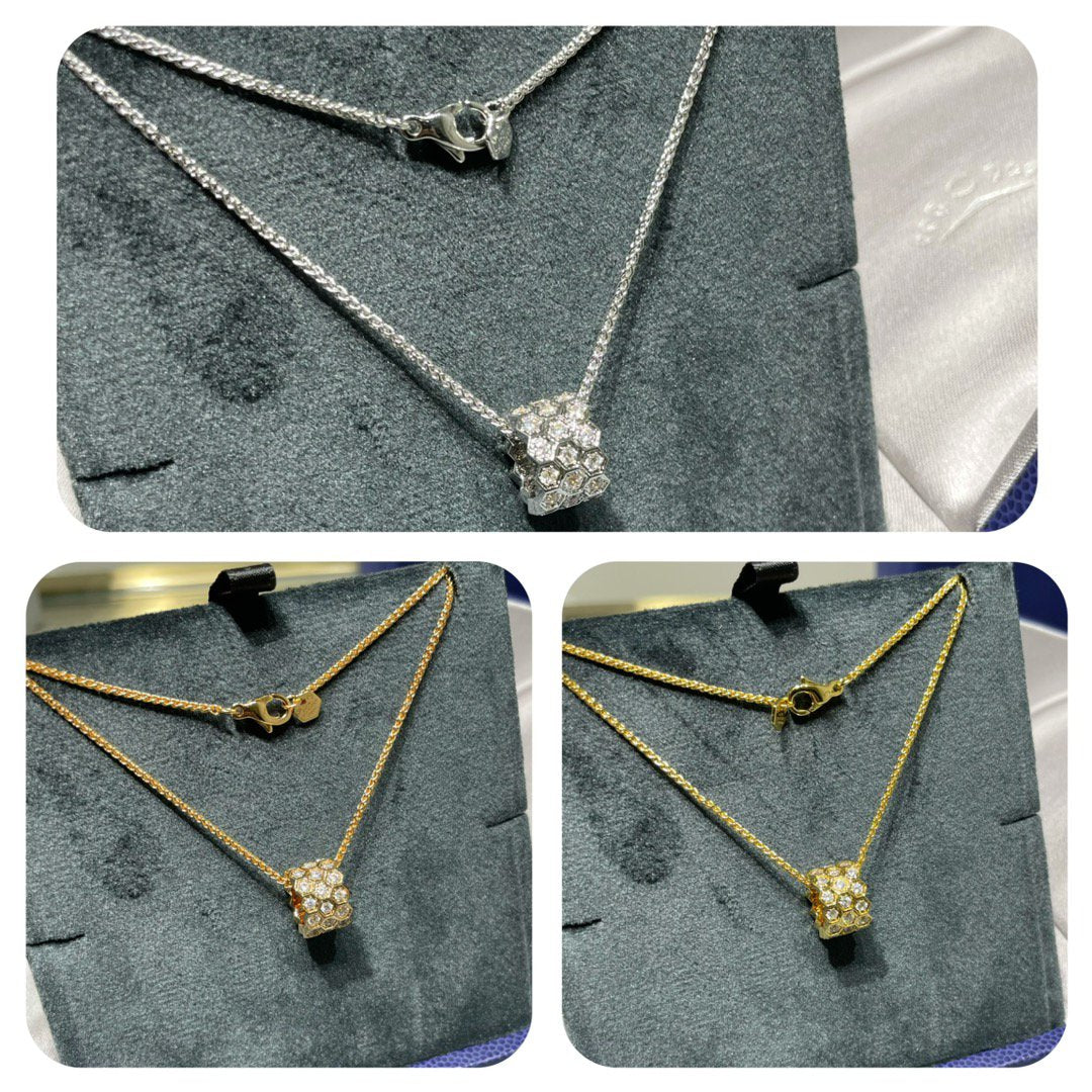 [Royal Jewellery]BEE LOVE DIAMOND PAVED 3 ROW NECKLACE