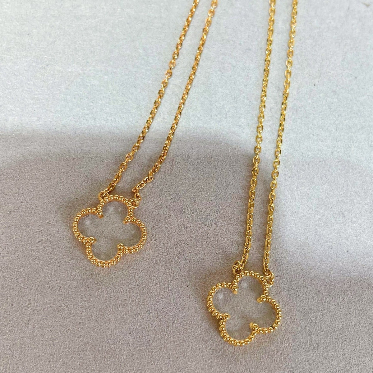 [Royal Jewellery]CLOVER ROCK CRYSTAL ROSE GOLD NECKLACE