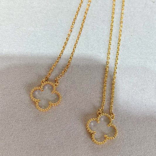 [Royal Jewellery]CLOVER ROCK CRYSTAL ROSE GOLD NECKLACE