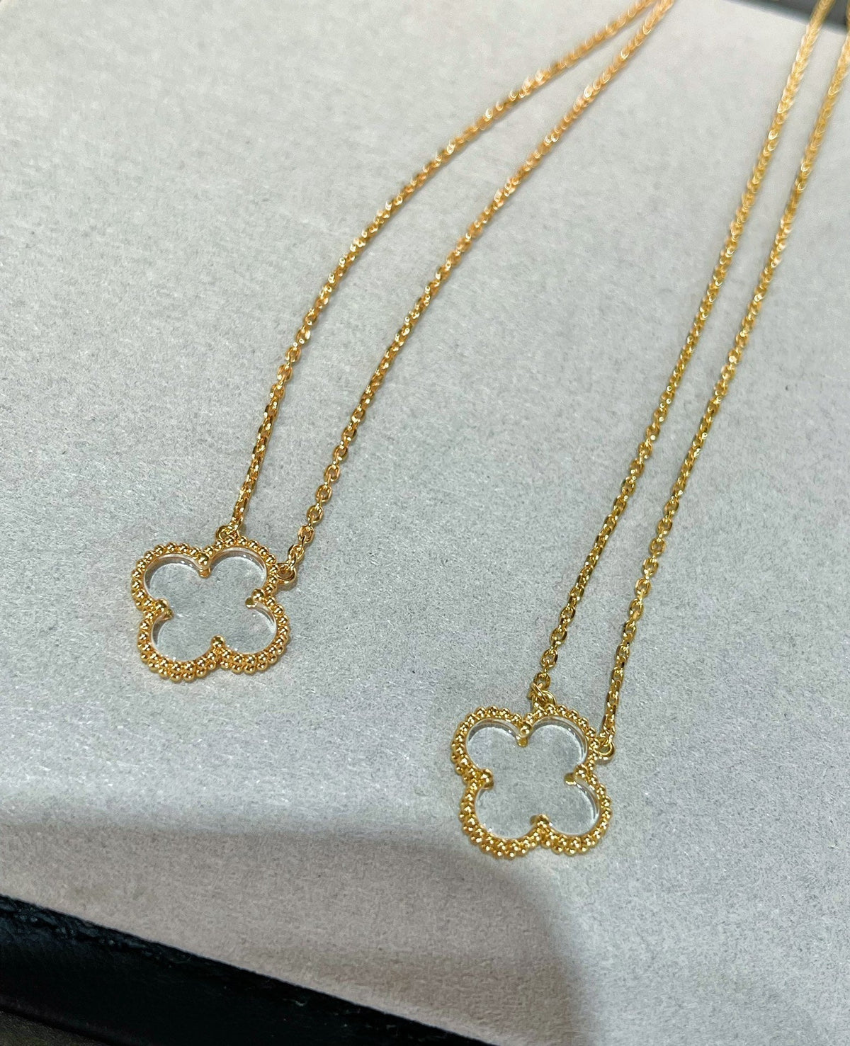 [Royal Jewellery]CLOVER ROCK CRYSTAL ROSE GOLD NECKLACE