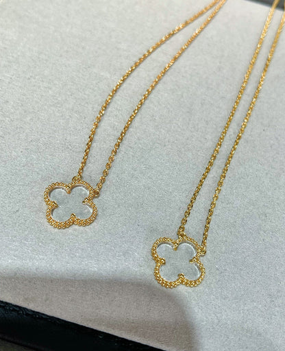 [Royal Jewellery]CLOVER ROCK CRYSTAL ROSE GOLD NECKLACE