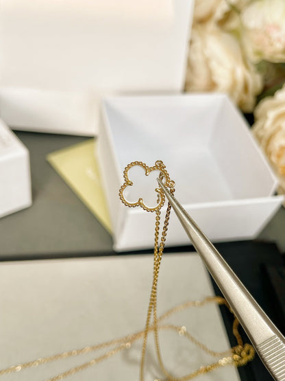 [Royal Jewellery]CLOVER ROCK CRYSTAL ROSE GOLD NECKLACE