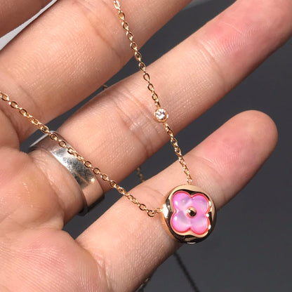[Royal Jewellery]COLOR BLOSSOM PINK MOP SUN GOLD NECKLACE