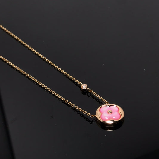 [Royal Jewellery]COLOR BLOSSOM PINK MOP SUN GOLD NECKLACE