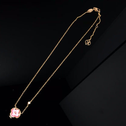 [Royal Jewellery]COLOR BLOSSOM PINK MOP SUN GOLD NECKLACE