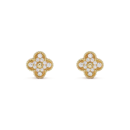 [Royal Jewellery]CLOVER MEDIUM 1 MOTIFS FUll DIAMOND EARRINGS