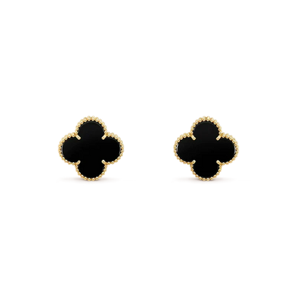 [Royal Jewellery]CLOVER MEDIUM 1 MOTIFS  ONYX STUD EARRINGS
