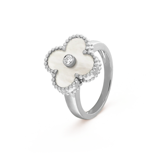 [Royal Jewellery]CLOVER SILVER MOP DIAMOND RING