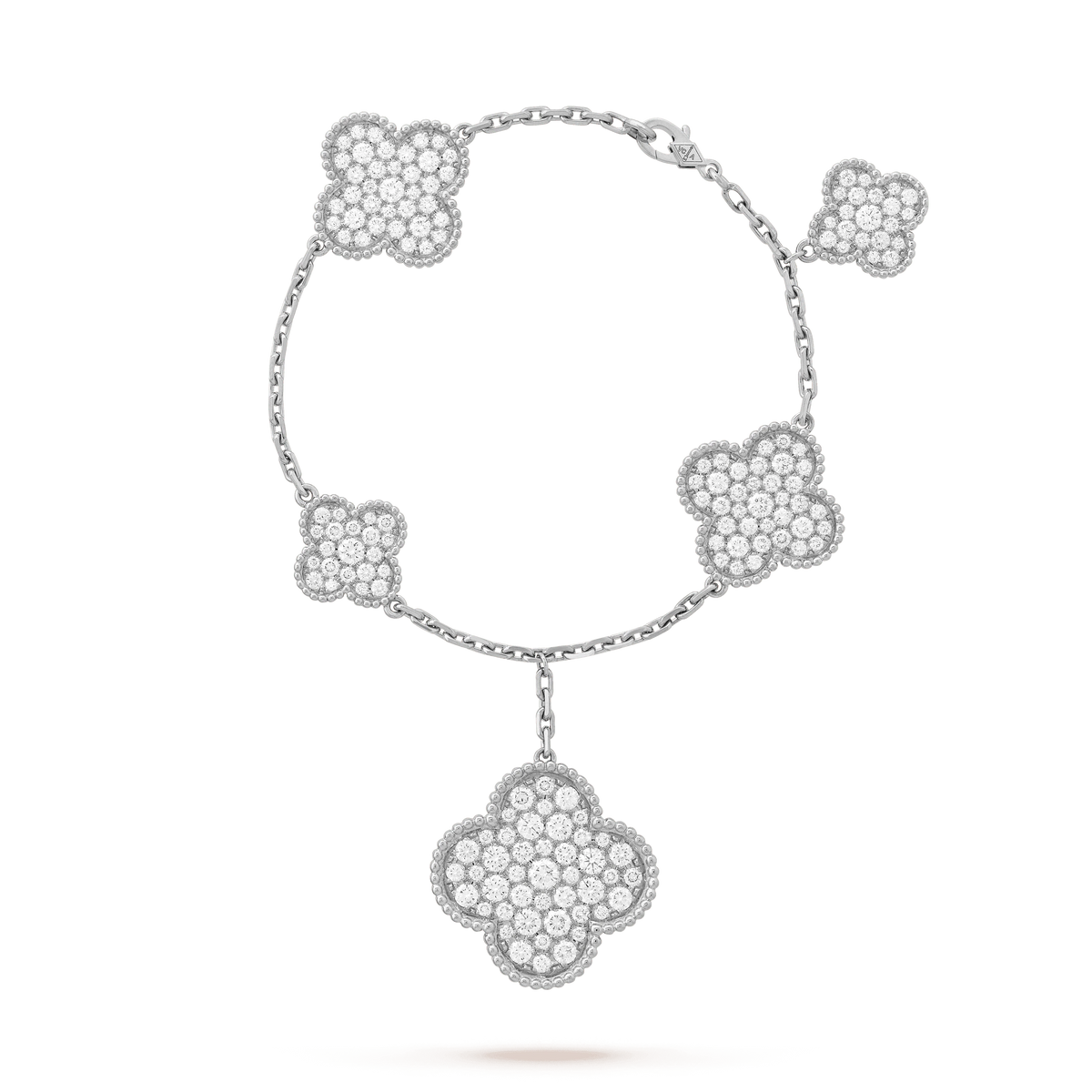 [Royal Jewellery]CLOVER 6 MOTIFS SILVER DIAMOND BRACELET