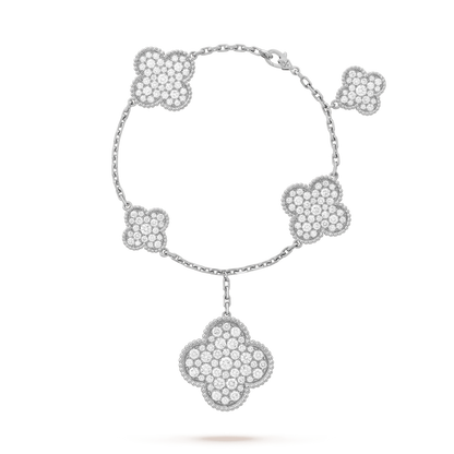 [Royal Jewellery]CLOVER 6 MOTIFS SILVER DIAMOND BRACELET