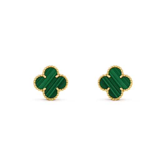 [Royal Jewellery]CLOVER MEDIUM 1 MOTIFS MALACHITE  EARRINGS
