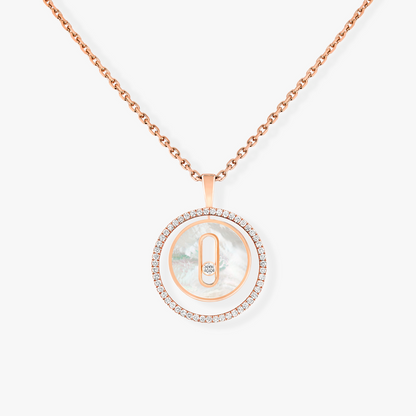 [Royal]LUCKY MOVE 1 DIAMOND WHITE MOTHER OF PEARL PINK GOLD DIAMOND NECKLACE