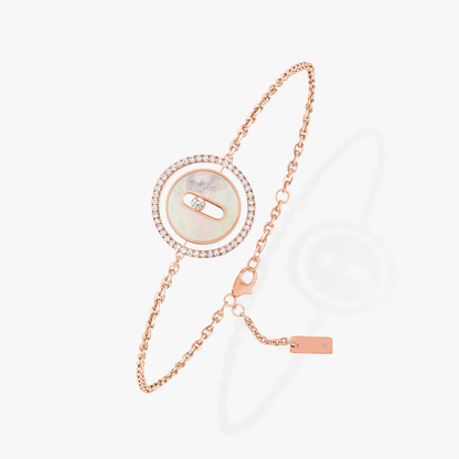[Royal]LUCKY MOVE WHITE MOTHER OF PEARL PINK GOLD DIAMOND BRACELET