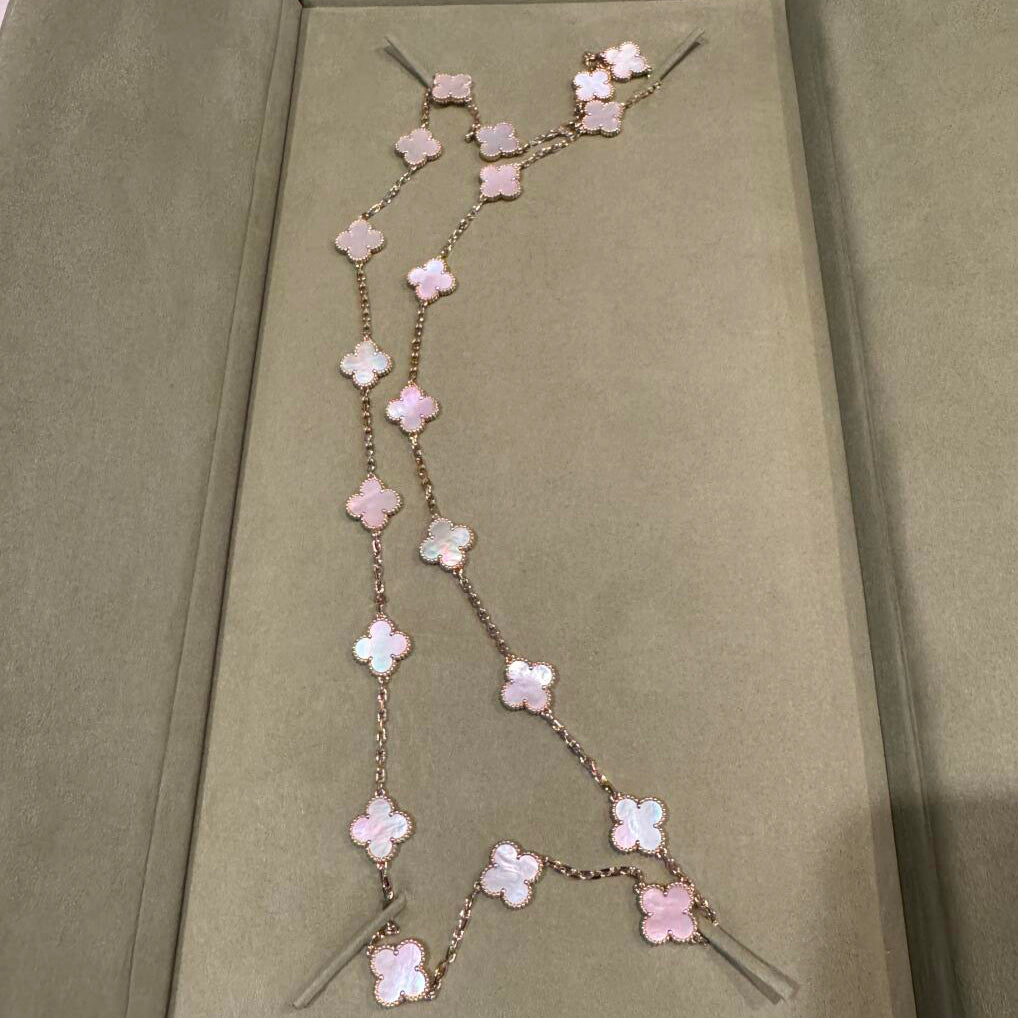 [Royal]CLOVER 20 MOTIFS PINK MOP NECKLACE