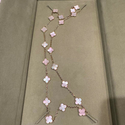 [Royal]CLOVER 20 MOTIFS PINK MOP NECKLACE