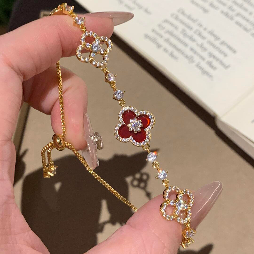 [Royal Jewellery]CLOVER 5 MOTIF PINK BLUE RED WHITE BRACELET