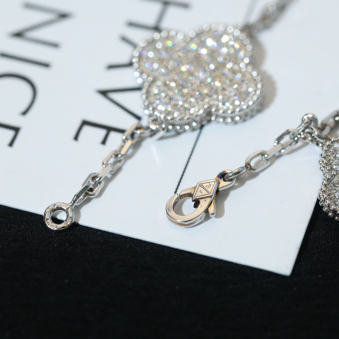 [Royal Jewellery]CLOVER BRACELET 5 MOTIF SILVER DIAMOND PAVED