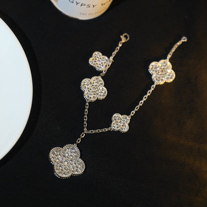 [Royal Jewellery]CLOVER BRACELET 5 MOTIF SILVER DIAMOND PAVED