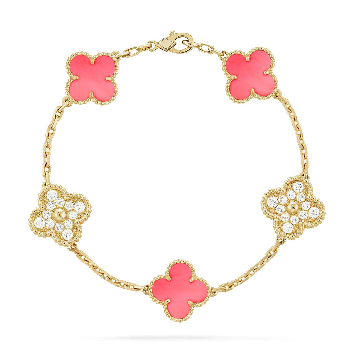 [Royal Jewellery] CLOVER 5 MOTIFS  PINK MOP BRACELET COLLECTION