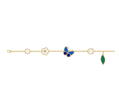 [Royal Jewellery ]LUCKY SPRING GOLD BLUESTONE WHITE MOTHER-OF-PEARL BRACELET