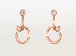 [Royal Jewellery]NAIL COLLECTION DIAMOND SET DOUBLE HOOP EARRINGS