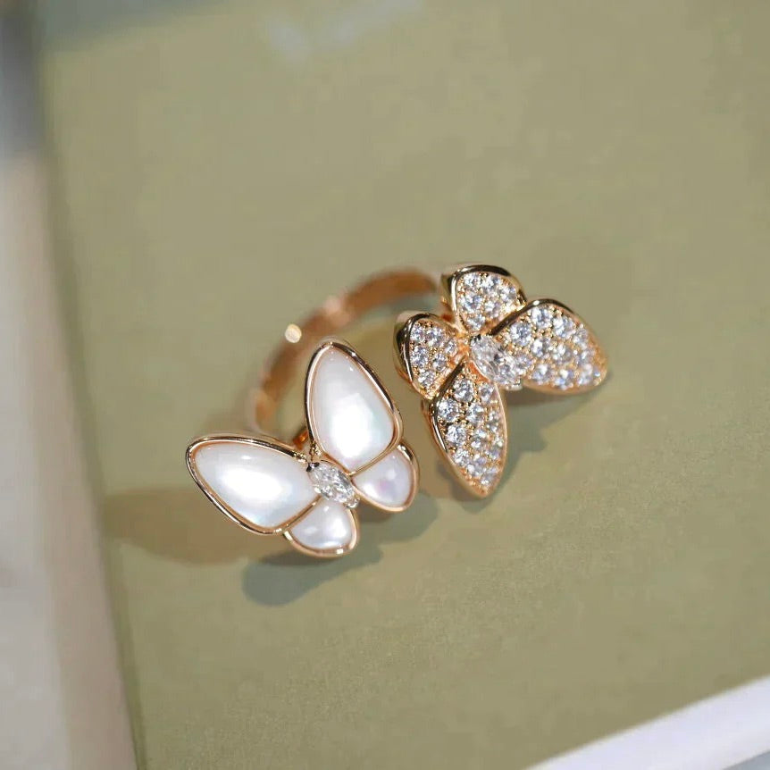 [Royal Jewellery]TWIN BUTTERFLY DIAMOND MOP RING