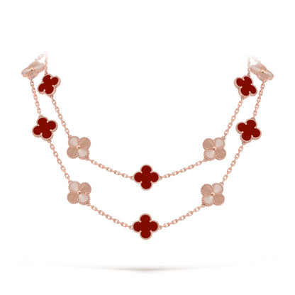[Royal]CLOVER 20 MOTIFS LASER CARNELIAN NECKLACE