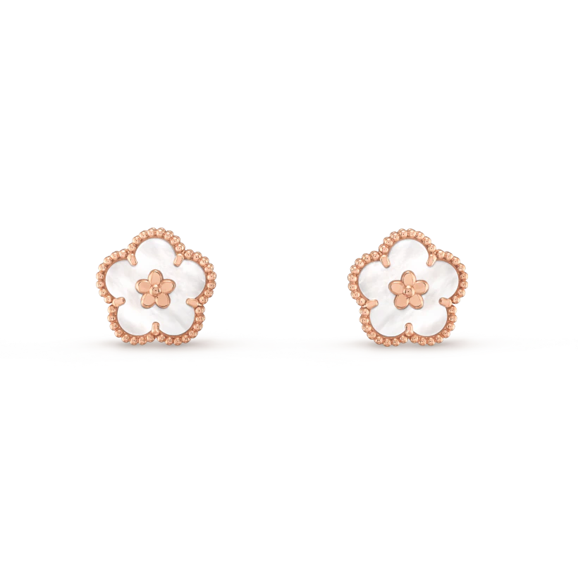 [Royal Jewellery]LUCKY PINK GOLD WHITE MOP EARRINGS