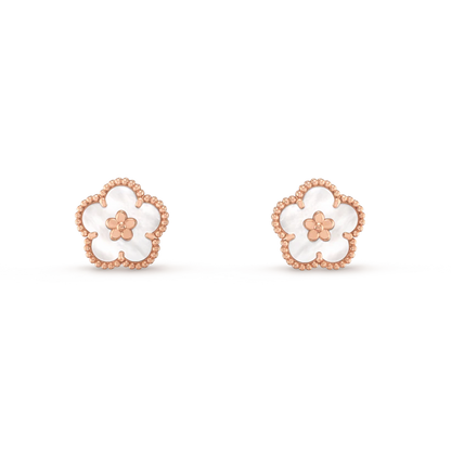 [Royal Jewellery]LUCKY PINK GOLD WHITE MOP EARRINGS