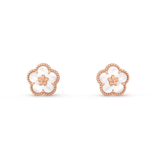 [Royal Jewellery]LUCKY PINK GOLD WHITE MOP EARRINGS