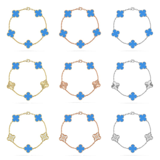 [Royal Jewellery] CLOVER 5 MOTIF BLUE AGATE BRACELET COLLECTION