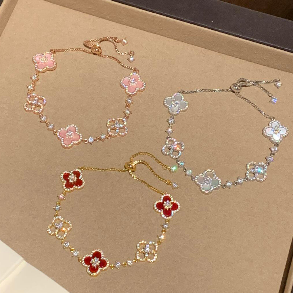[Royal Jewellery]CLOVER 5 MOTIF PINK BLUE RED WHITE BRACELET